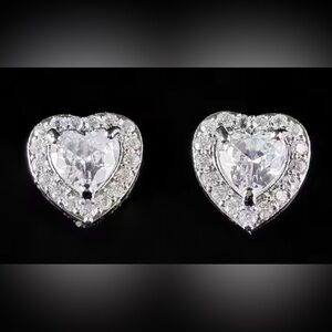 Elegant Silver Heart Earrings H44